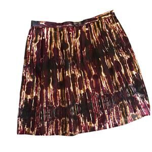 Michael Kors 8 satin skirt burgundy artsy abstract tulip pencil work office